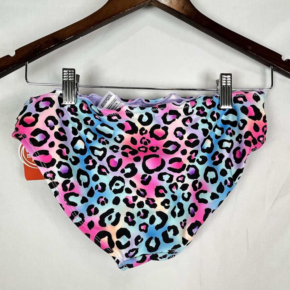 Girls 2 Piece Swimsuit Leopard Colorful XL 14-16 UPF 50+ Bikini Set - Picture 4 of 11
